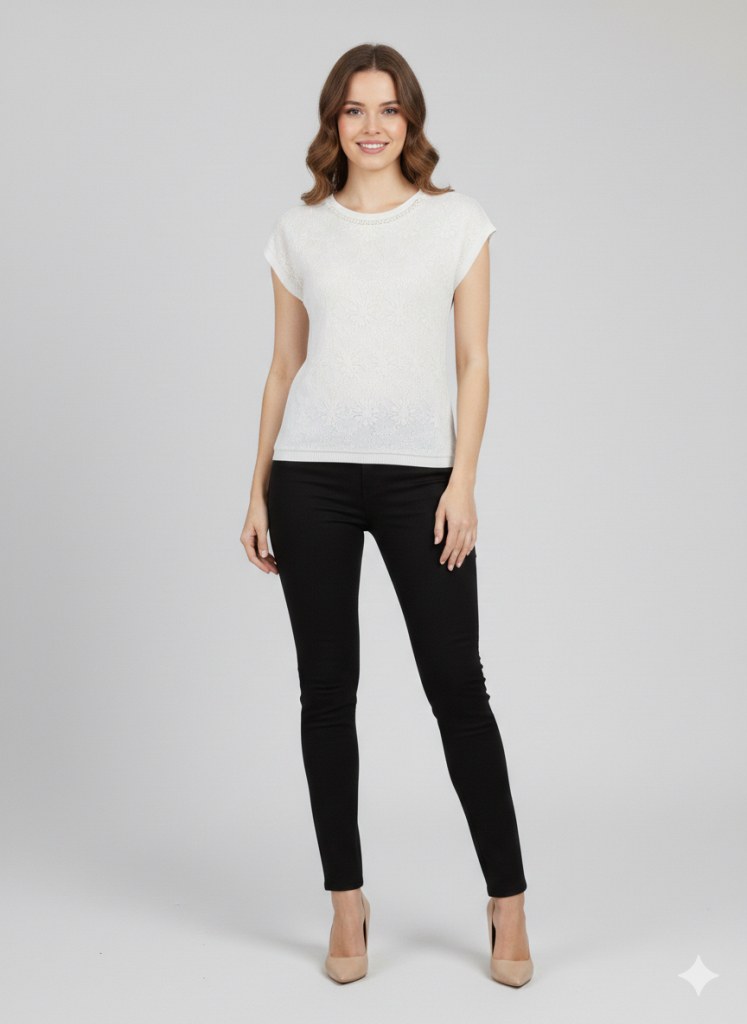 ON TRİKO Yakası Taşlı Bluz 70418 - EKRU