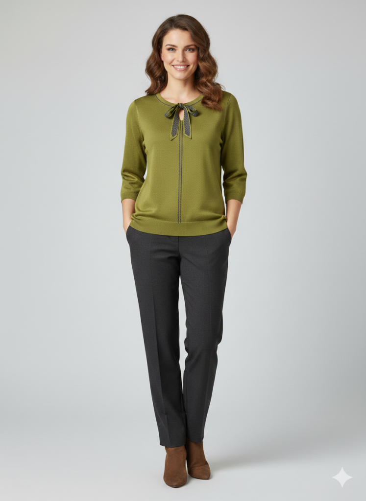 ON TRİKO Önü Kurdela Detaylı Triko Bluz 70423