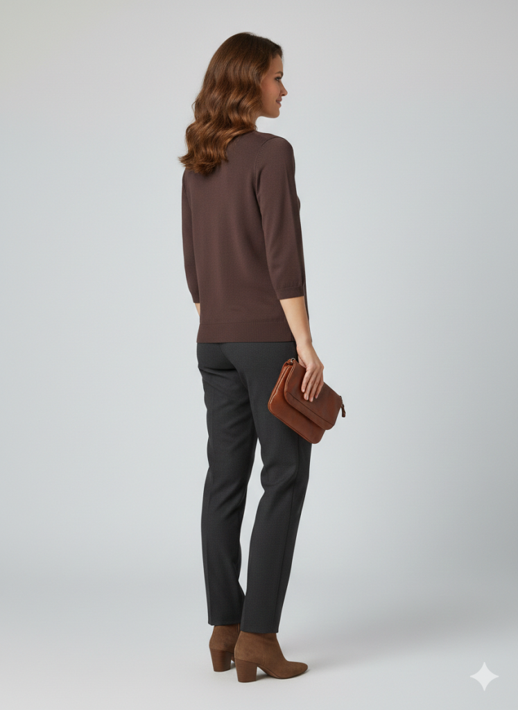 ON TRİKO Önü Kurdela Detaylı Triko Bluz 70423 - kahve