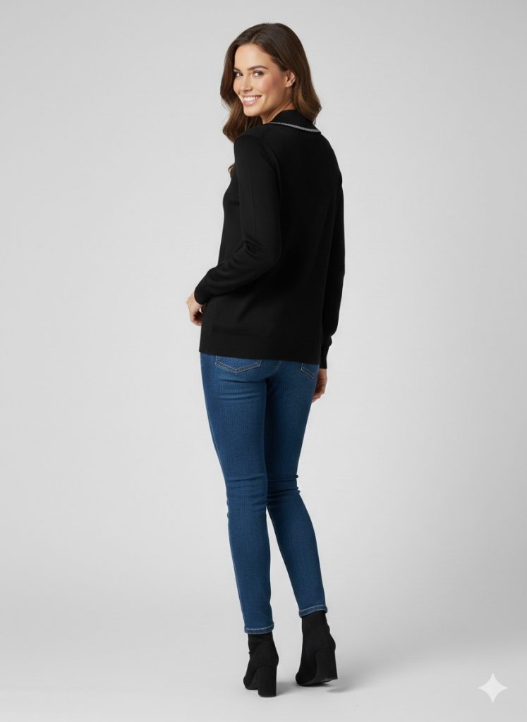 ON TRİKO V Yaka Triko Bluz  70426 - Siyah