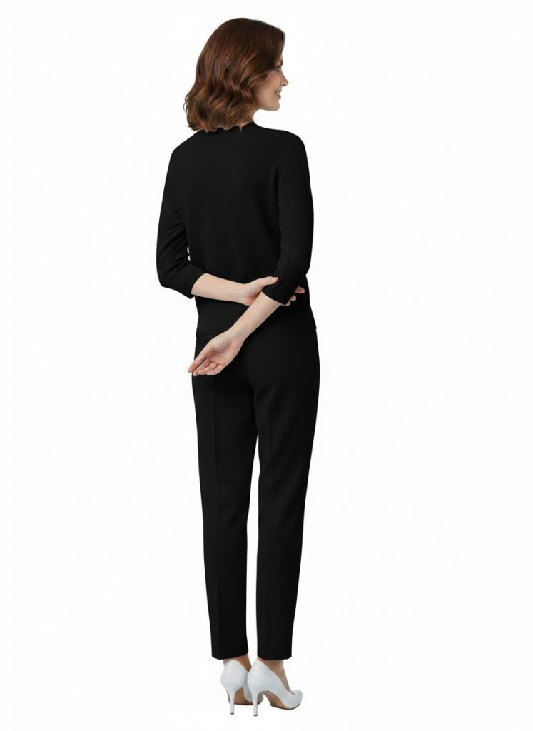 ON TRİKO Düğme Kapamalı Bluz 70429 - Siyah