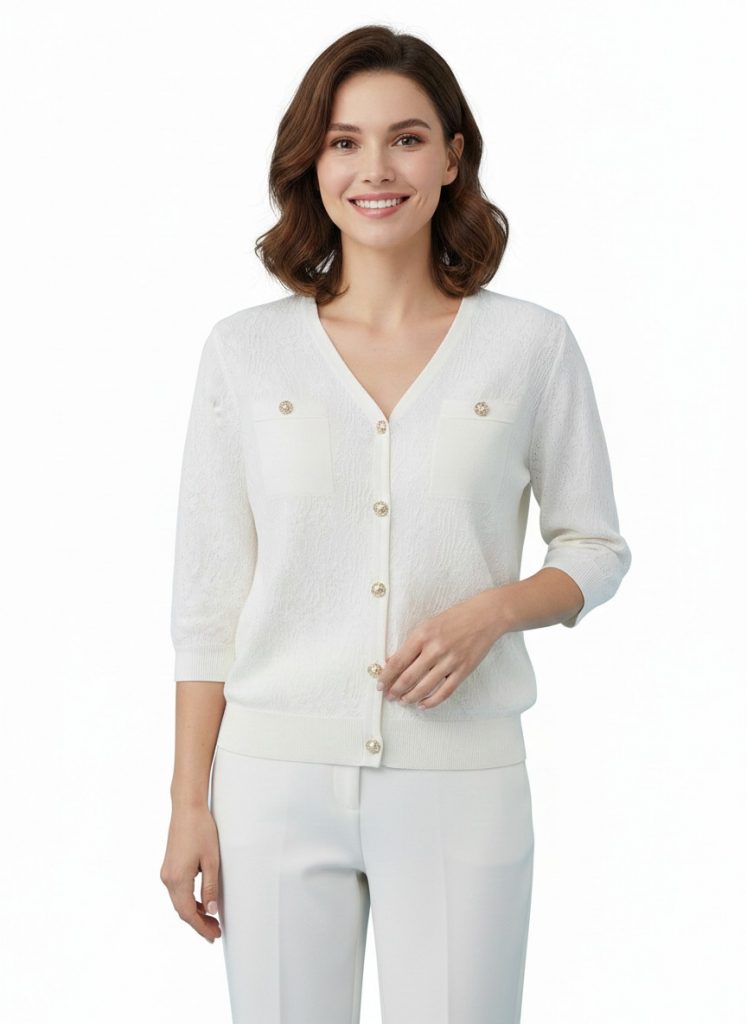 ON TRİKO Düğme Kapamalı Bluz 70429 - EKRU