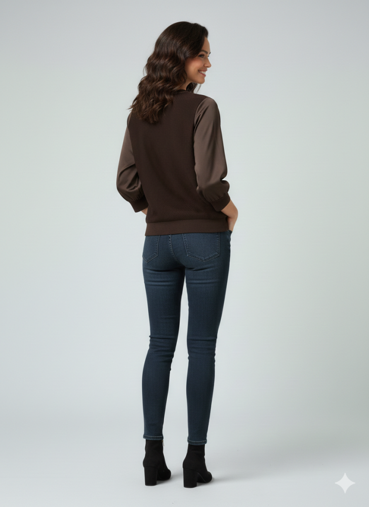 ON TRİKO Yarım Kol Triko Bluz 70436 - kahve