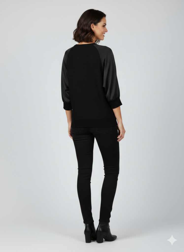 ON TRİKO Yakası Taşlı Bluz 70437 - Siyah