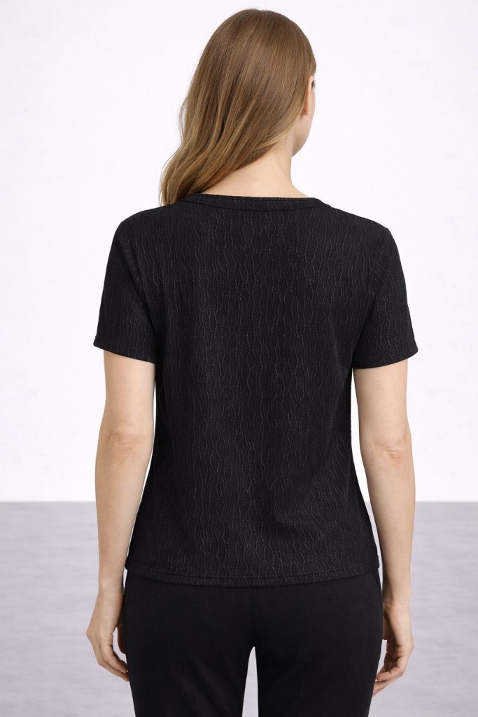 ON TRİKO Aksesuar Detaylı Bluz 71487 - Siyah