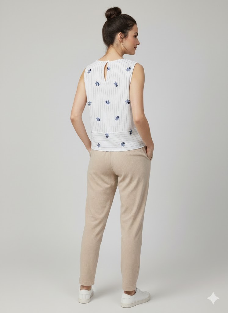 ON TRİKO Önü Bağlamalı İşlemeli Bluz 72335