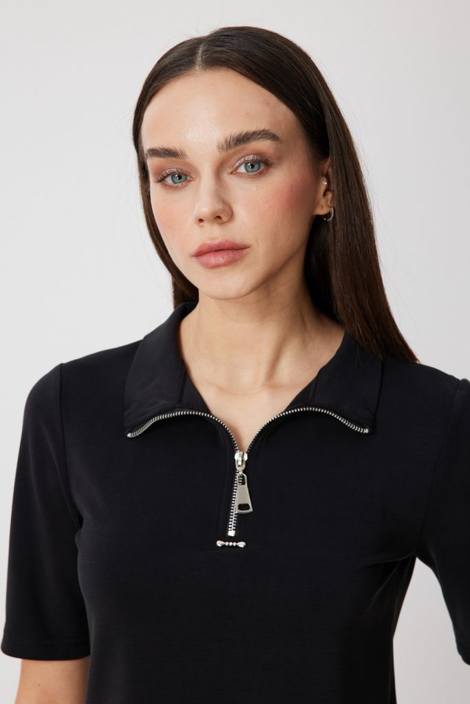 ON TRİKO Yakası Fermuarlı Kısa Kollu T-shirt 76305