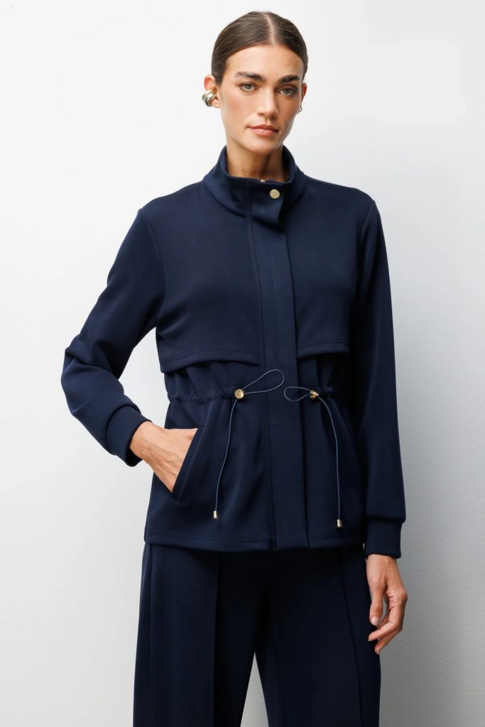 ON TRİKO Dik Yaka Beli Bağcıklı Ceket 76333