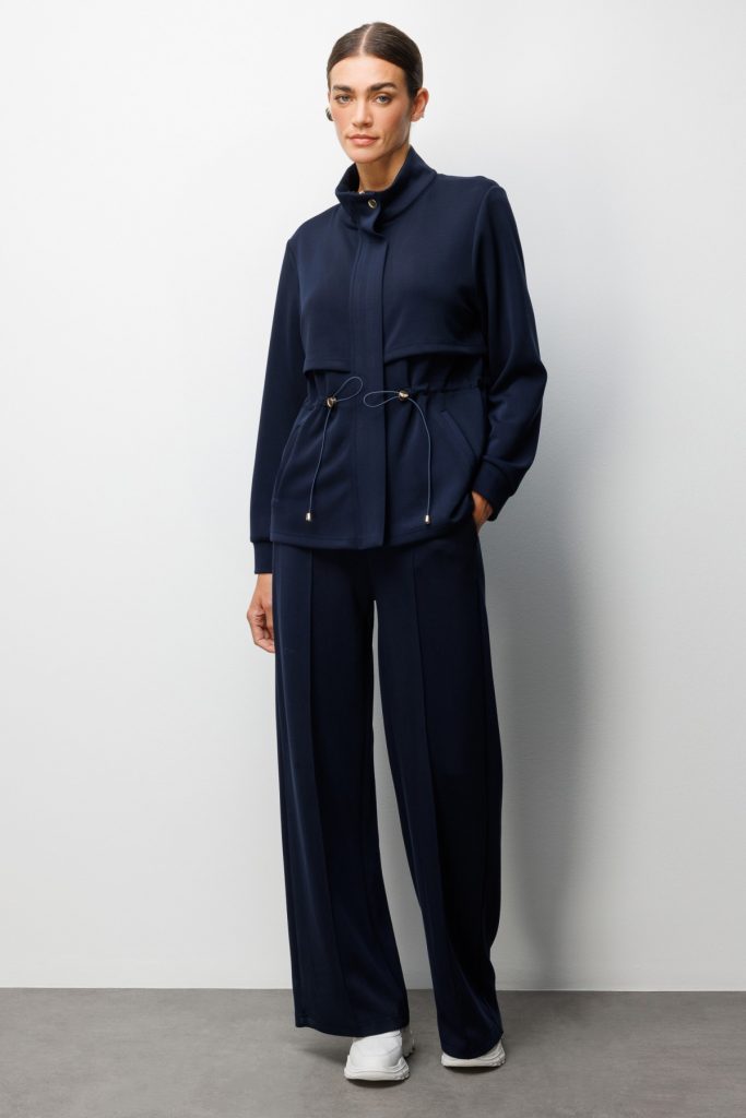 ON TRİKO Dik Yaka Beli Bağcıklı Ceket 76333