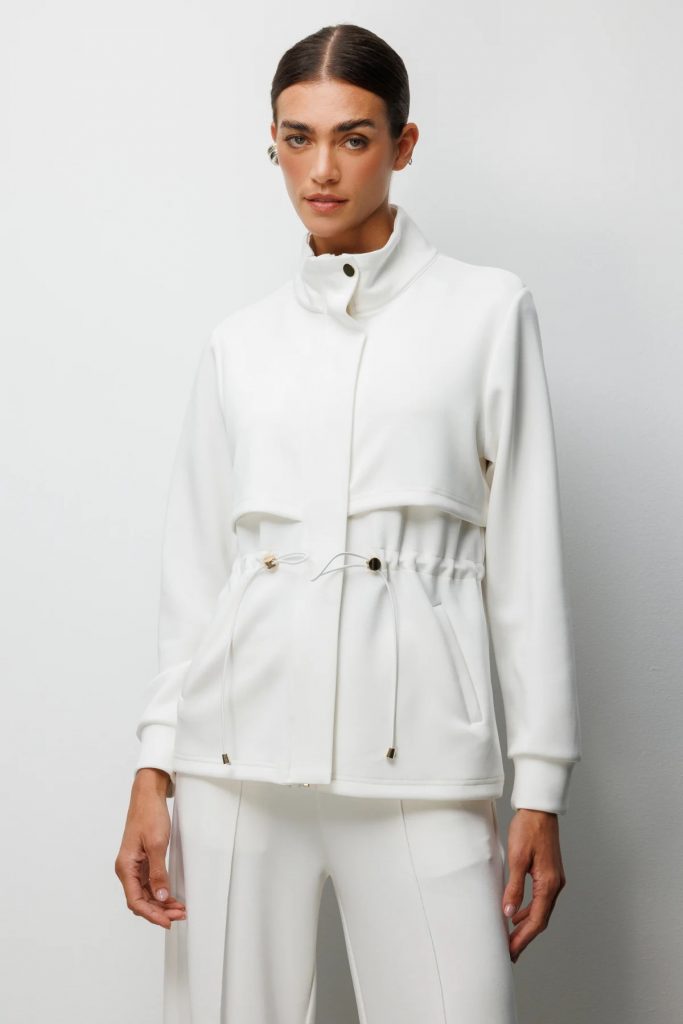 ON TRİKO Dik Yaka Beli Bağcıklı Ceket 76333 - EKRU