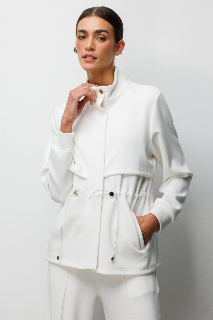 ON TRİKO Dik Yaka Beli Bağcıklı Ceket 76333 - EKRU