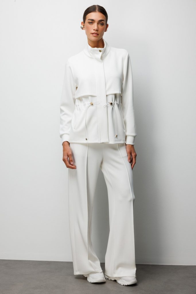 ON TRİKO Dik Yaka Beli Bağcıklı Ceket 76333 - EKRU