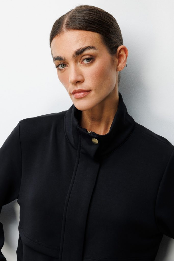 ON TRİKO Dik Yaka Beli Bağcıklı Ceket 76333 - Siyah