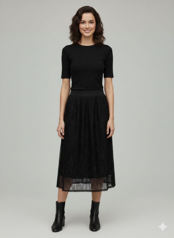 ON TRİKO Midi Boy Etek Dantelli Etek 70220