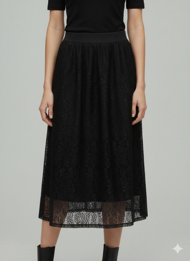 ON TRİKO Midi Boy Etek Dantelli Etek 70220