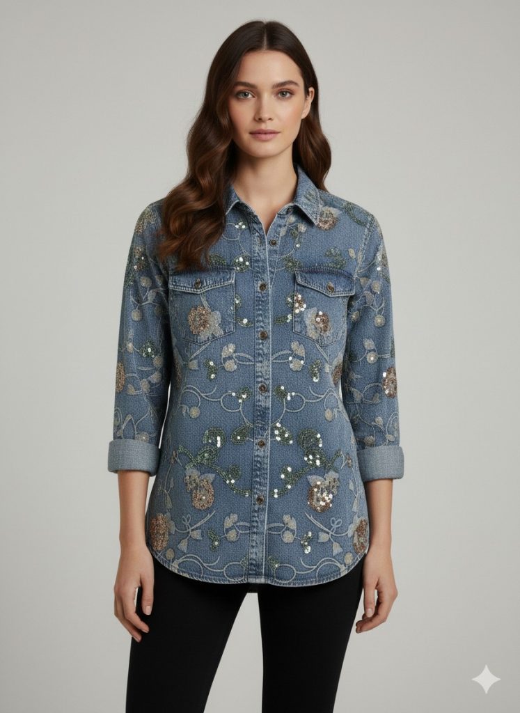 ON TRİKO Kadın Gömlek 70322 - MAVİ