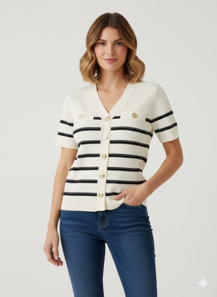 ON TRİKO Çizgili Hırka 70907