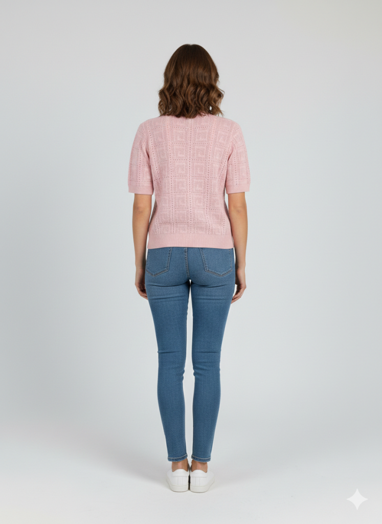 ON TRİKO V Yaka Kısa Kol Triko Hırka 70910 - PUDRA