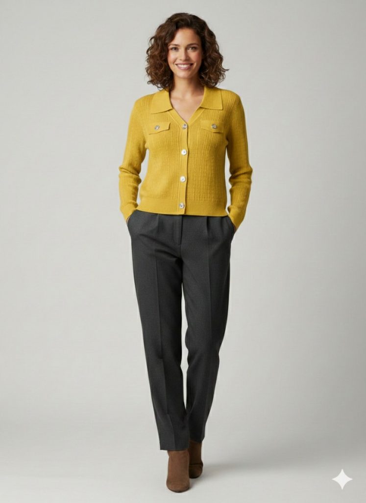 ON TRİKO Düğme Kapamalı Hırka 70911 - SARI