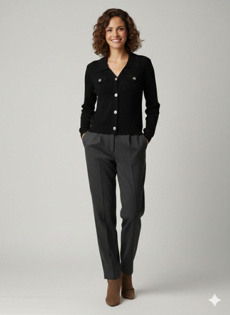 ON TRİKO Düğme Kapamalı Hırka 70911 - Siyah