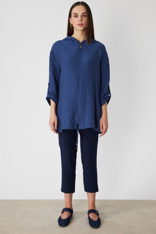 ON TRİKO Kendinden Desenli Kapüşonlu Hırka 72701