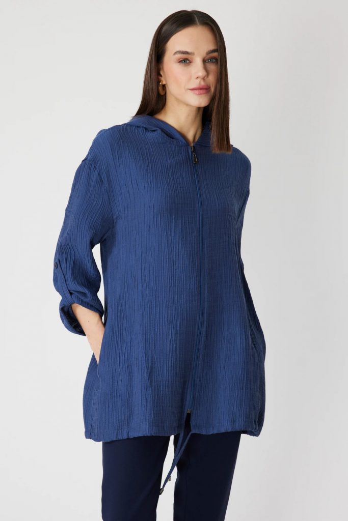 ON TRİKO Kendinden Desenli Kapüşonlu Hırka 72701