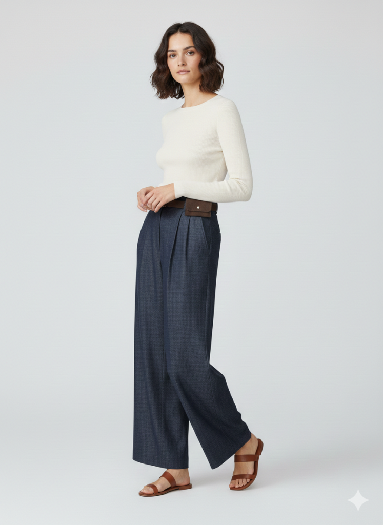 ON TRİKO Kemerli Cüzdanlı Pantolon 70113 - İNDİGO