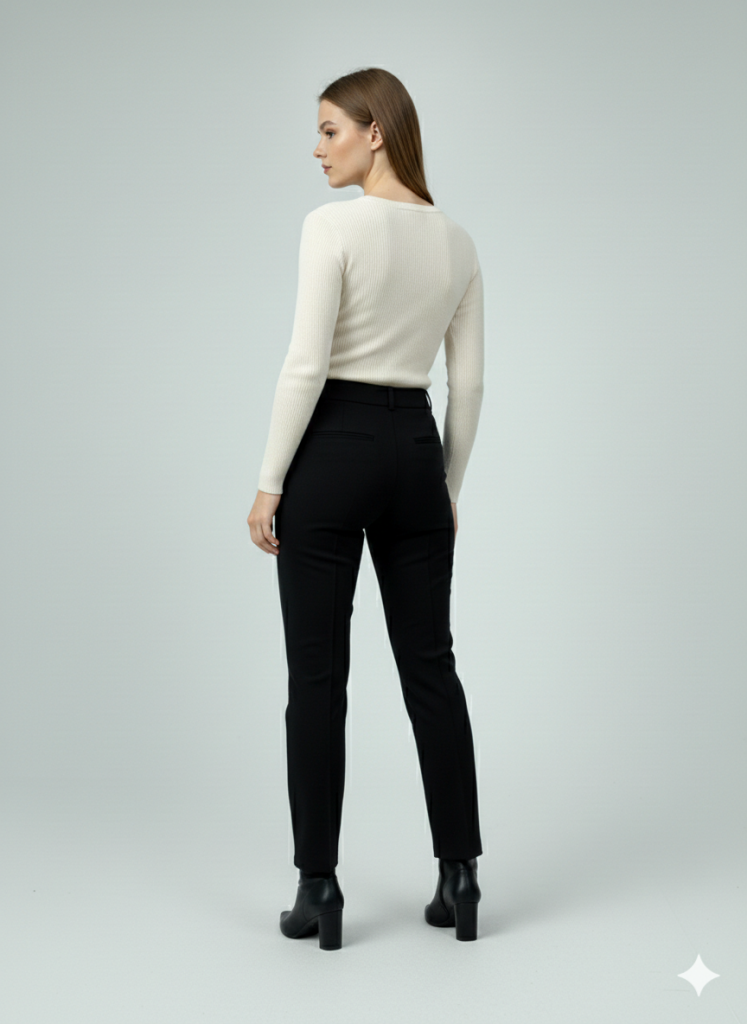 ON TRİKO Çimalı Bol Paça Pantolon 70121 - Siyah