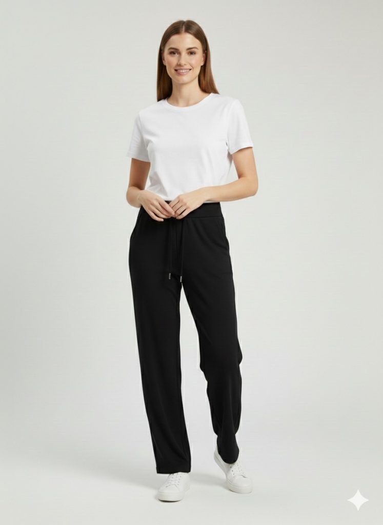 ON TRİKO Rahat Kesim Pantolon 70122 - Siyah