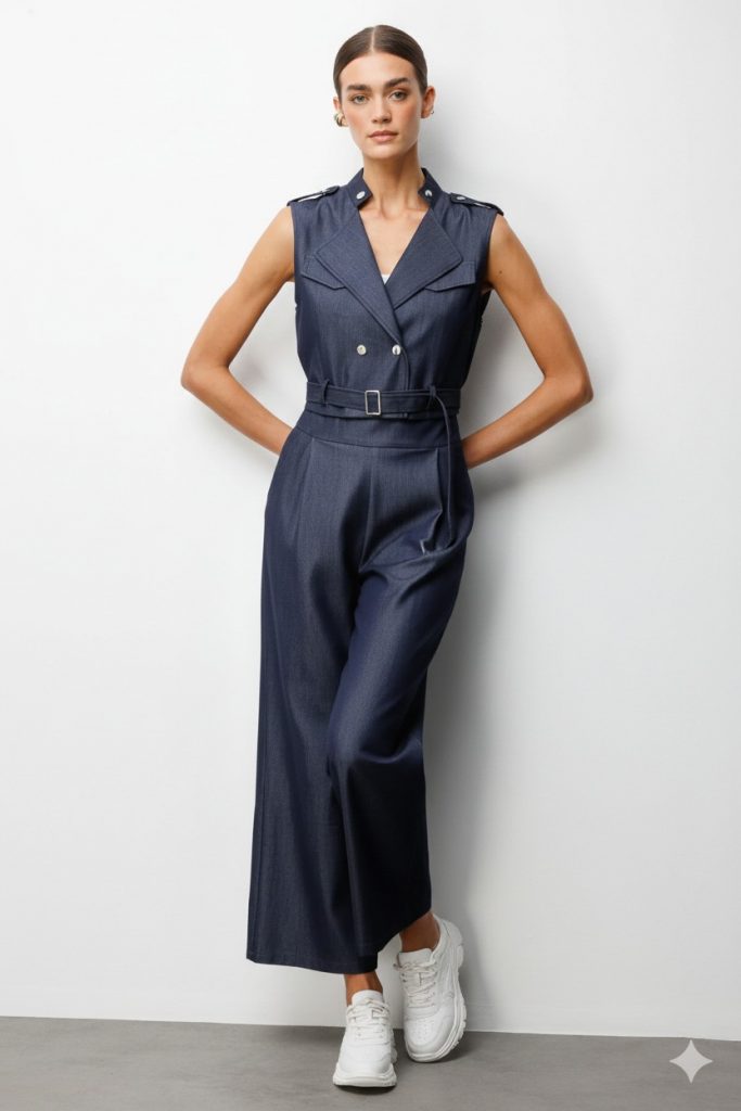 ON TRİKO Pile Detaylı Bol Paça Pantolon 70920 - İNDİGO