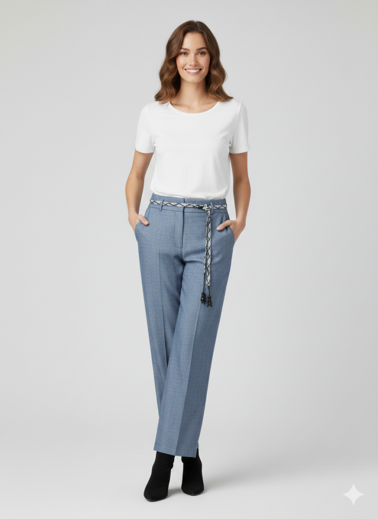 ON TRİKO Beli Kuşaklı Geniş Paça Pantolon 74119