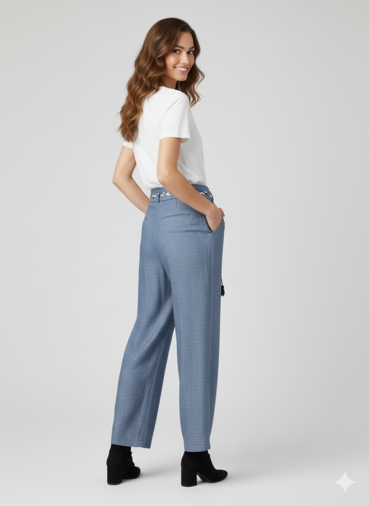 ON TRİKO Beli Kuşaklı Geniş Paça Pantolon 74119