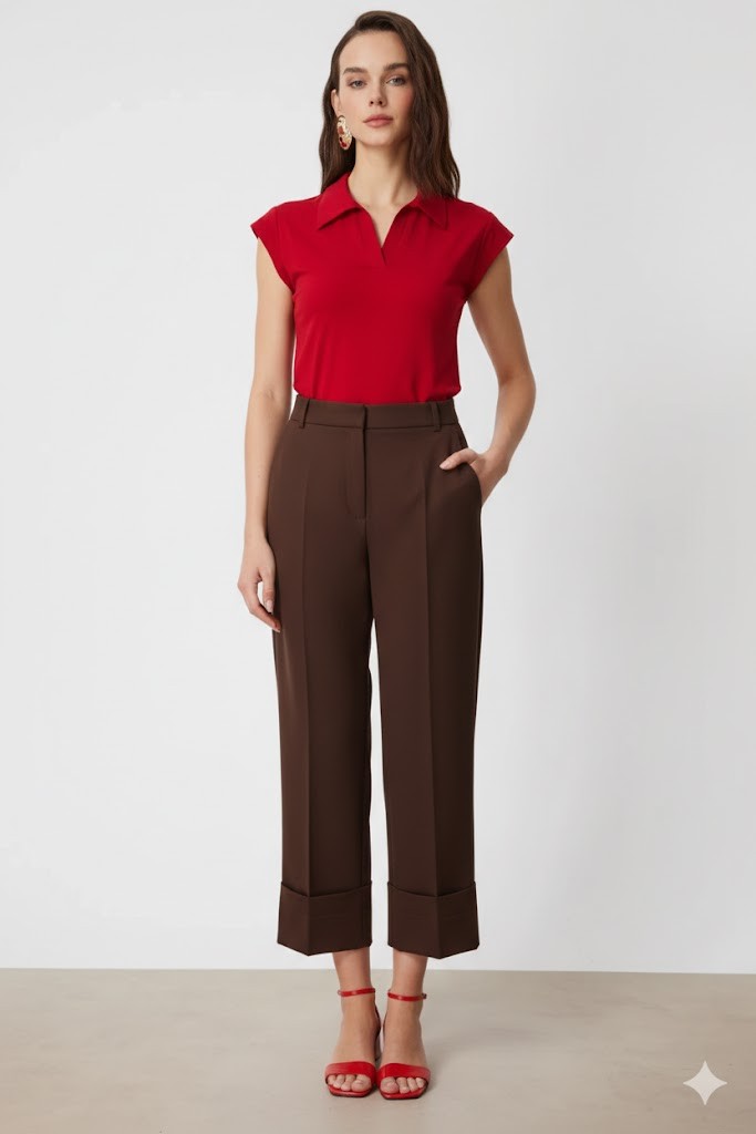 ON TRİKO Double Paça Pantolon 74126 - kahve