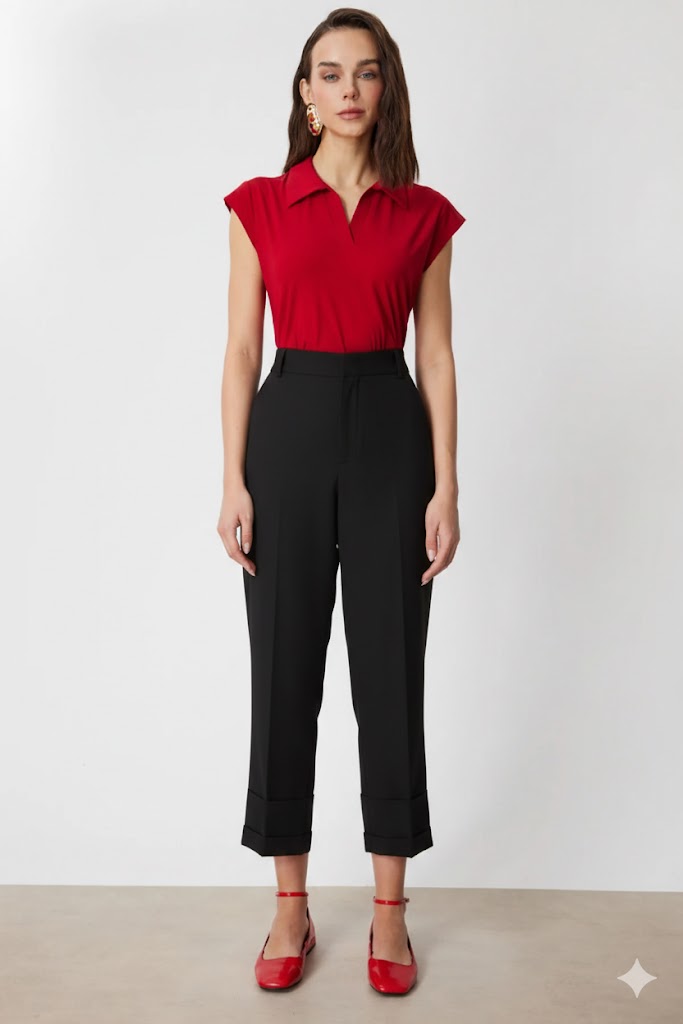 ON TRİKO Double Paça Pantolon 74126 - Siyah