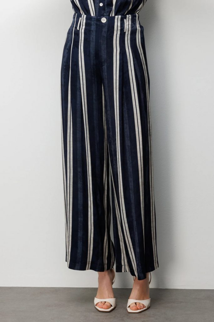 ON TRİKO Çizgili Bol Paça Pantolon 74350