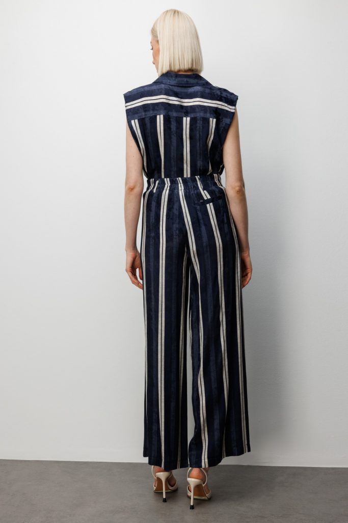 ON TRİKO Çizgili Bol Paça Pantolon 74350