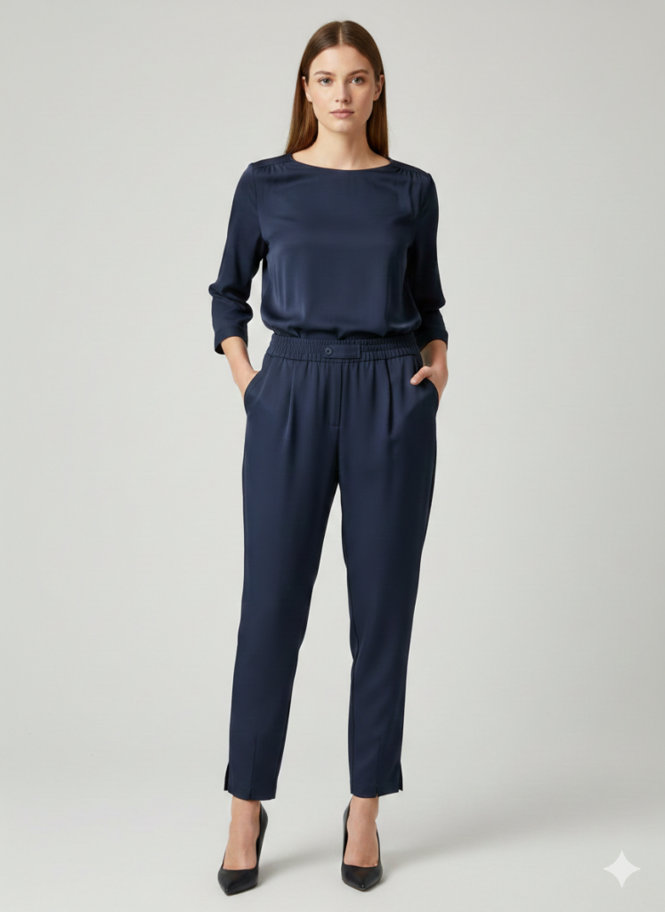 ON TRİKO Beli Lastikli Pantolon 78105 - Lacivert