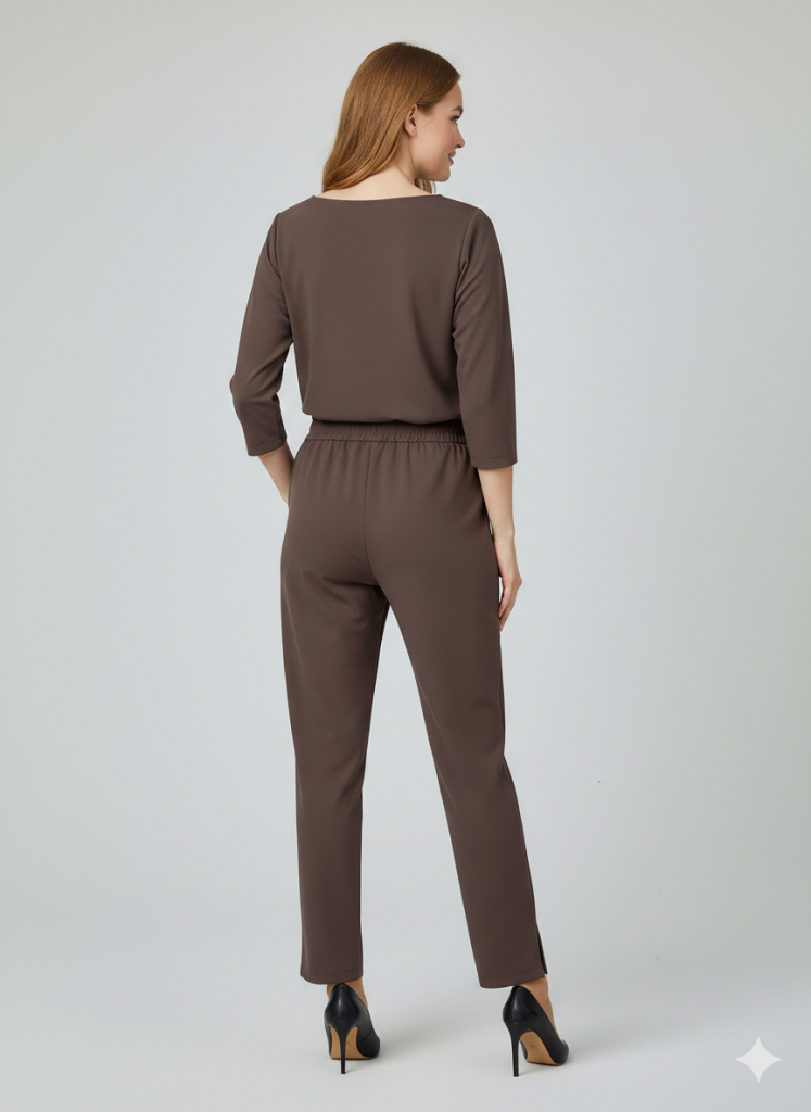 ON TRİKO Beli Lastikli Pantolon 78105 - kahve