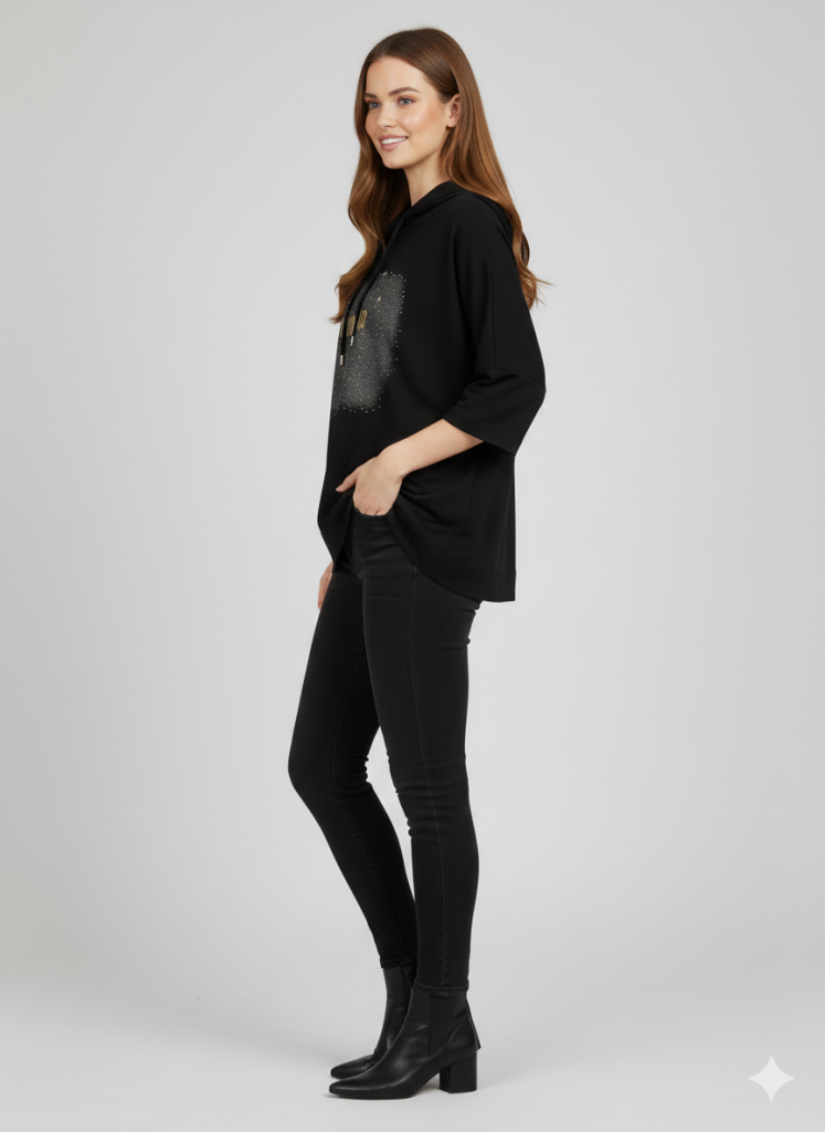 ON TRİKO Kapşonlu Sweat 76322 - Siyah