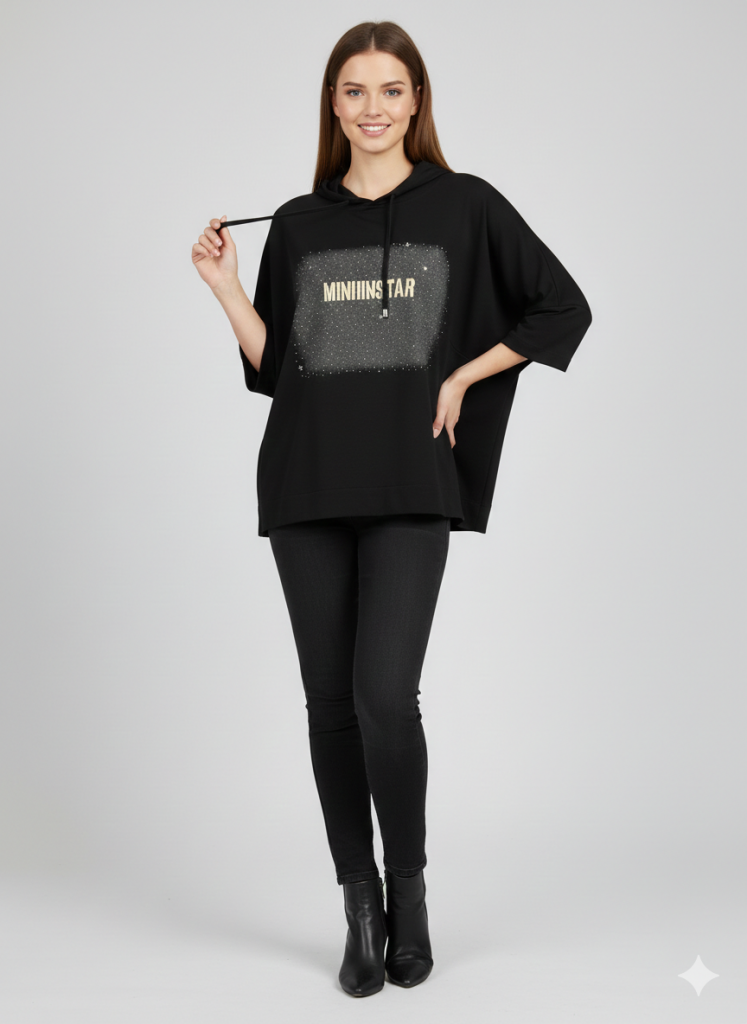 ON TRİKO Kapşonlu Sweat 76322 - Siyah