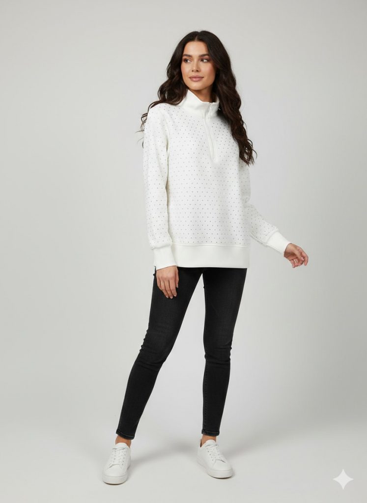 ON TRİKO Taş Detaylı Sweat 76343 - EKRU