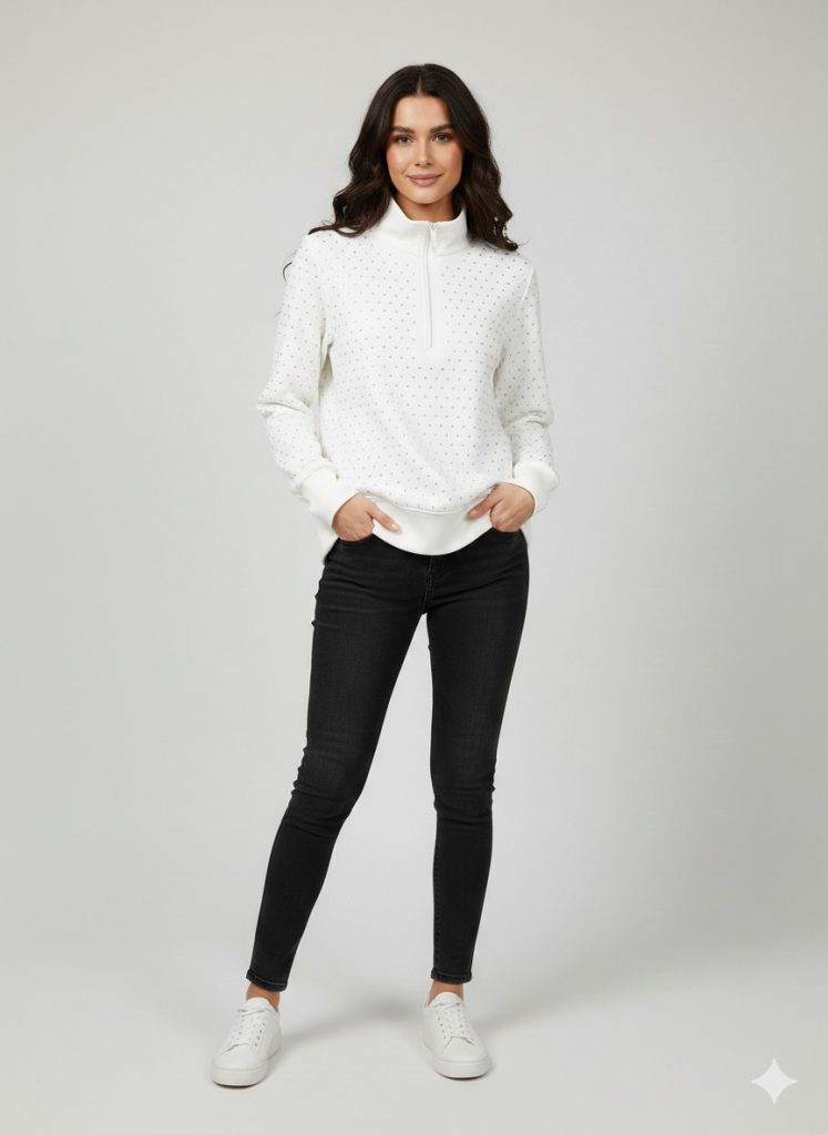 ON TRİKO Taş Detaylı Sweat 76343 - EKRU