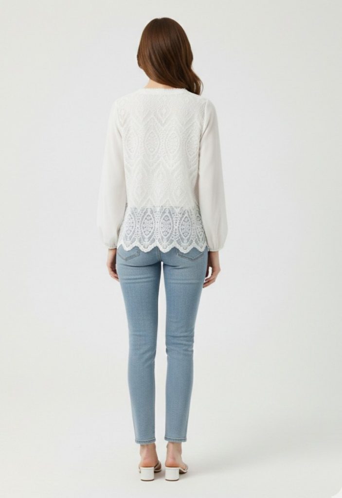 ON TRİKO Dantel İşlemeli Hırka 70931 - EKRU