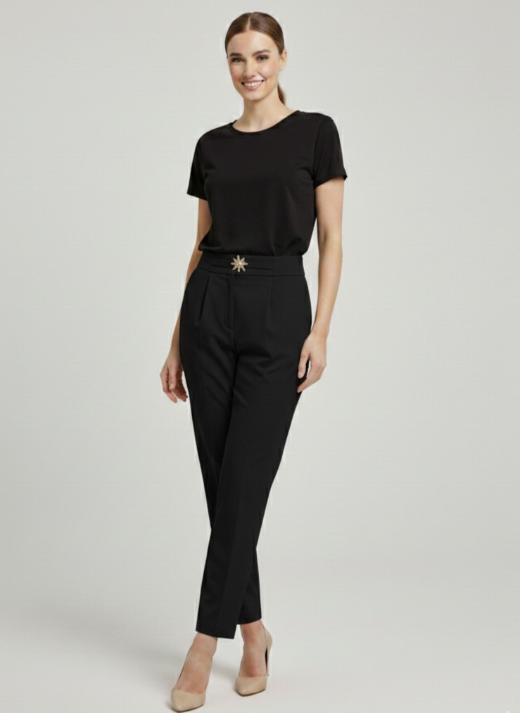 EKOL Toka Detaylı Pantolon 4130 - Siyah