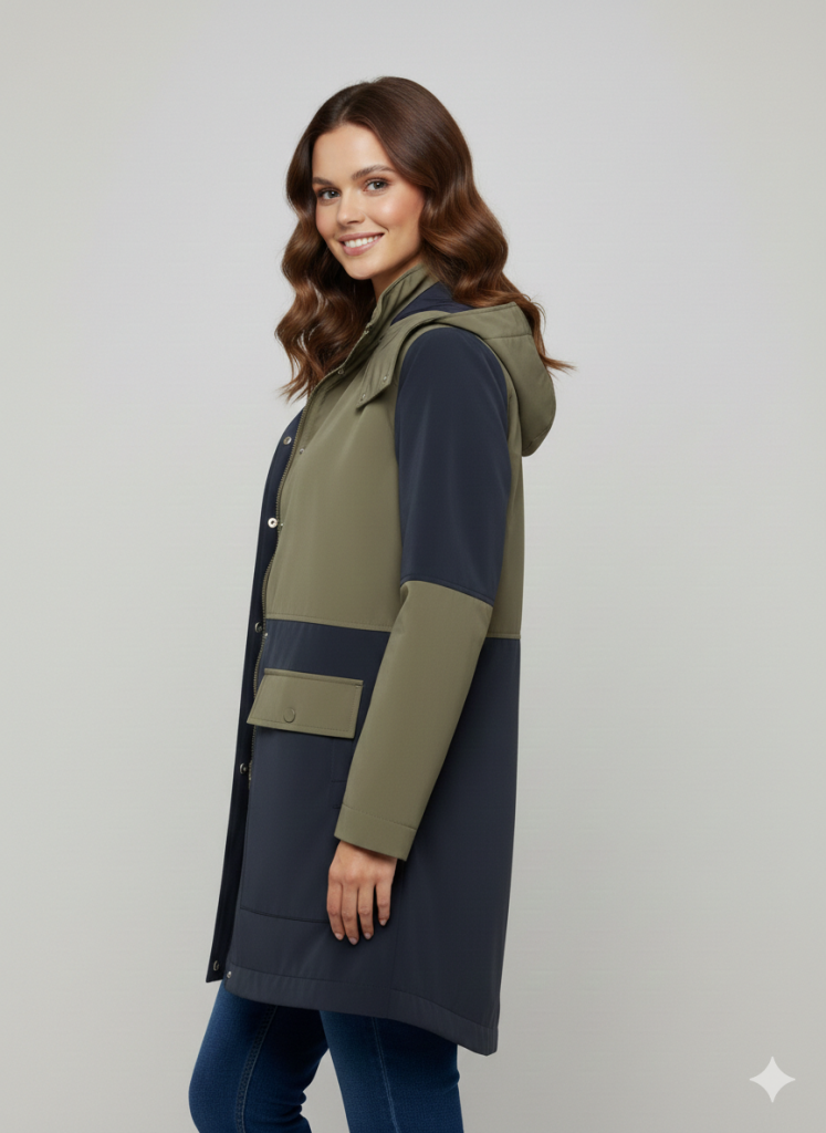 SEDNA Kapşonlu Çıtçıtlı Kısa  Trenç 7612