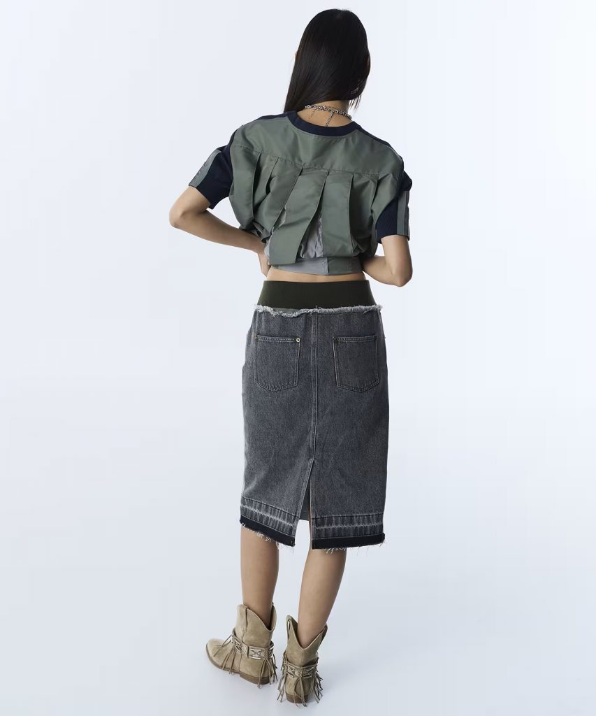 TWİST KONTRAST BEL JEAN ETEK TS1260004065 - İNDİGO