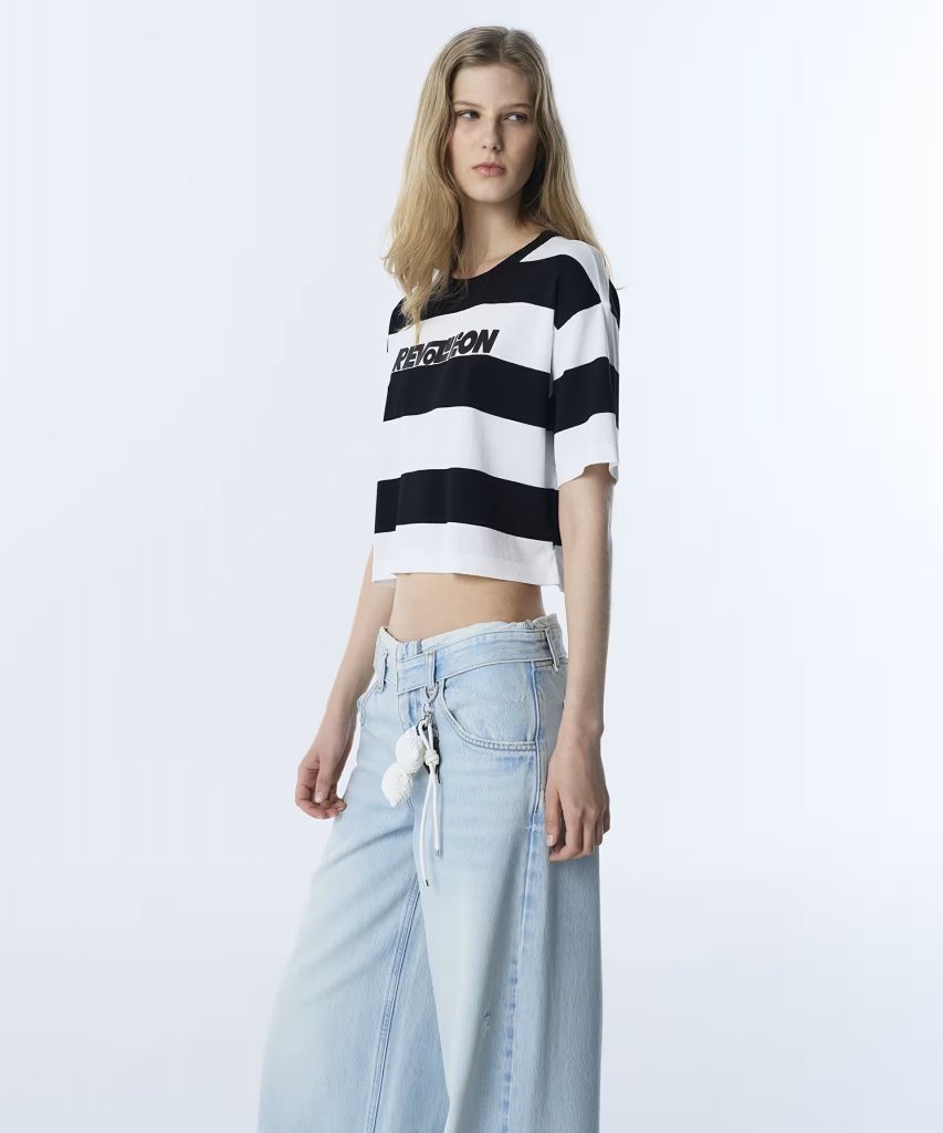 TWİST SLOGANLI ÇİZGİ DESEN TRİKO TS1260050028 - EKRU