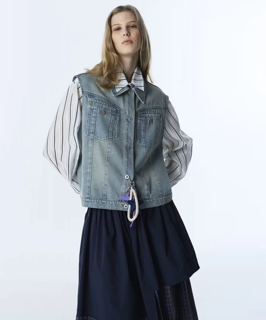 TWİST KUMAŞ MIX JEAN YELEK TS1260007015