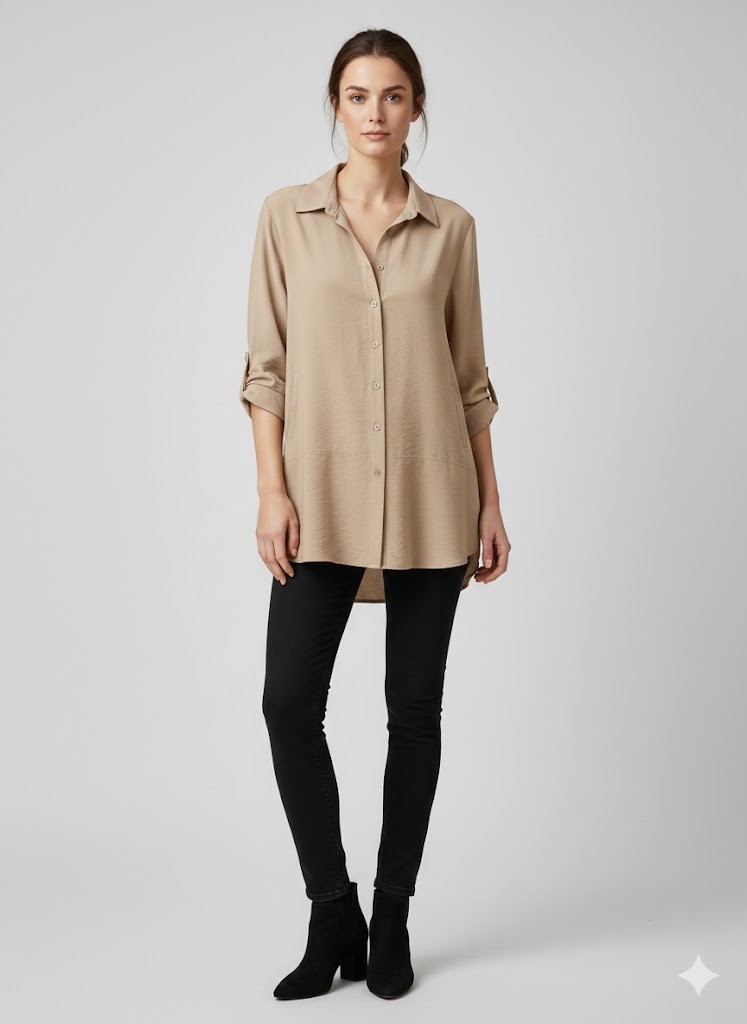 ON TRİKO Yan Cepli Polo Yaka Gömlek72314 - BEJ