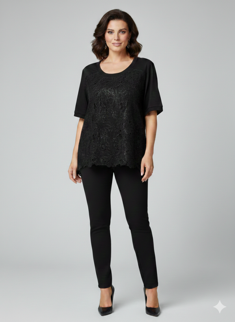 VEDİ Boncuk Ve Dantel İşlemeli Bluz 7014